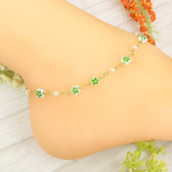 "Handmade Anklet – Elegant & Delicate Jewelry for Women | UNVRC1481 - Picture 9 of 10
